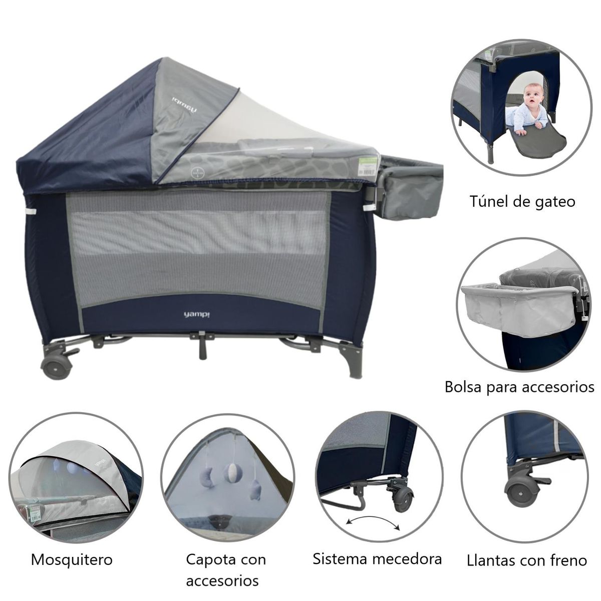 YAMP - Cuna Corral Bebé Mecedora Lima Yamp