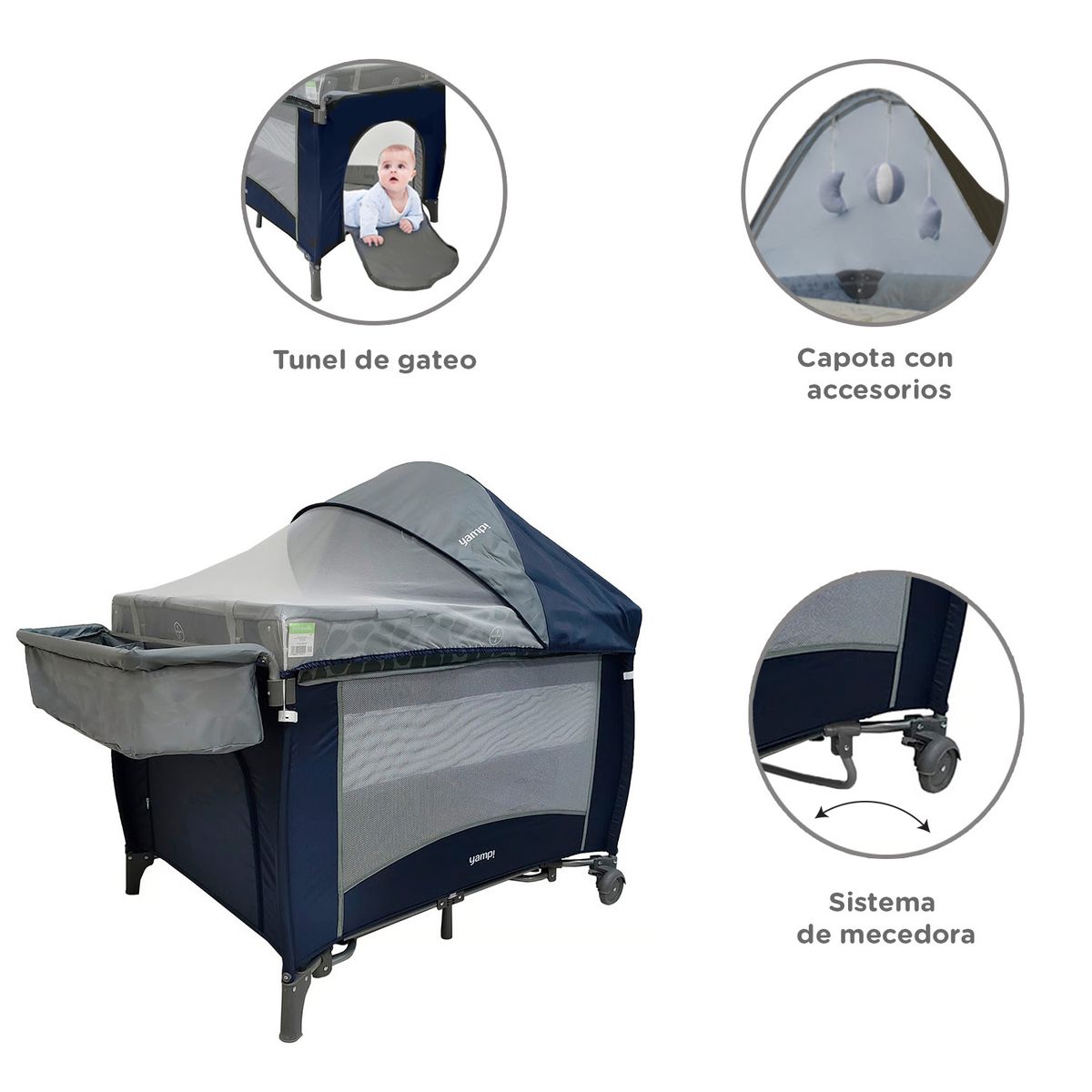 YAMP - Cuna Corral Bebé Mecedora Lima Yamp