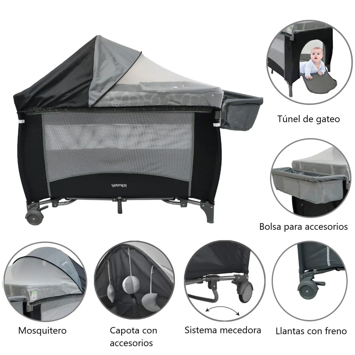 YAMP - Cuna Corral Bebé Mecedora Lima Yamp