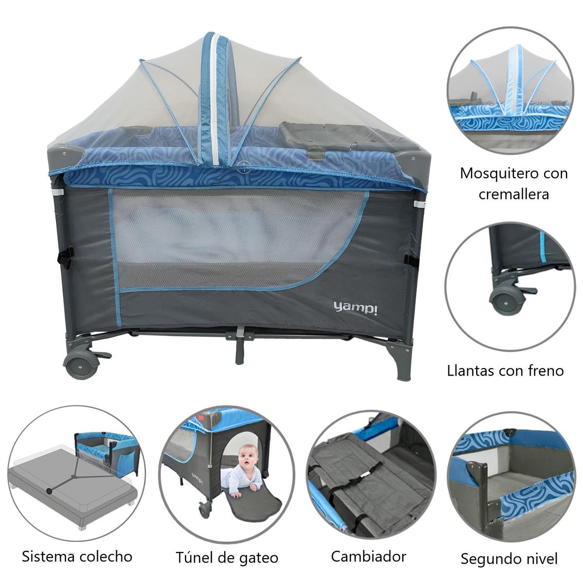 YAMP - Cuna Corral Y Colecho Bebé Venecia Yamp