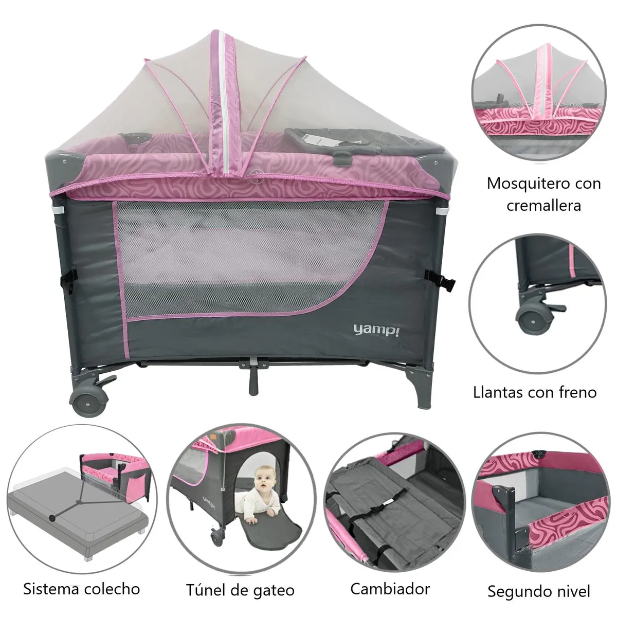 YAMP - Cuna Corral Y Colecho Bebé Venecia Yamp