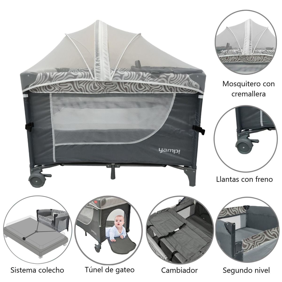 YAMP - Cuna Corral Y Colecho Bebé Venecia Yamp