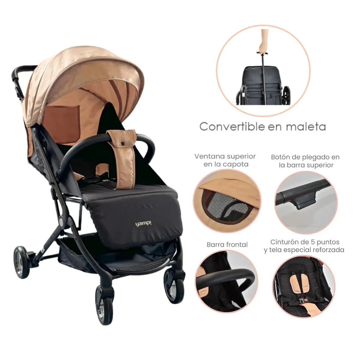 YAMP - Coche Compacto Bebé Ferrara Convertible En Maleta Yamp