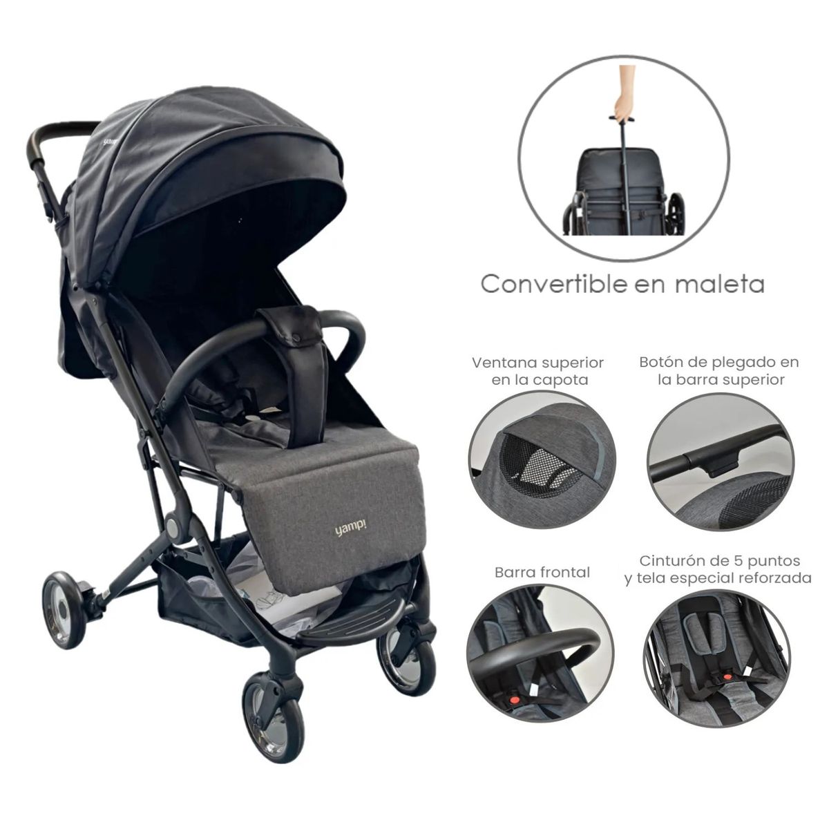 YAMP - Coche Compacto Bebé Ferrara Convertible En Maleta Yamp