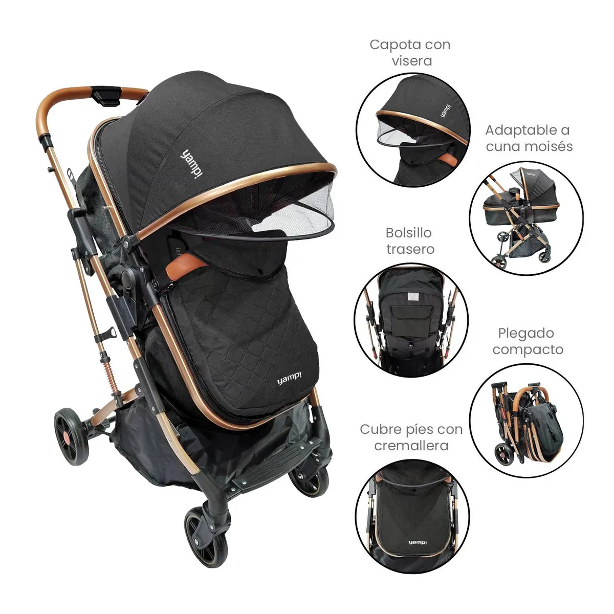 YAMP - Coche Paseo Plegable Con Moisés Ibiza Yamp