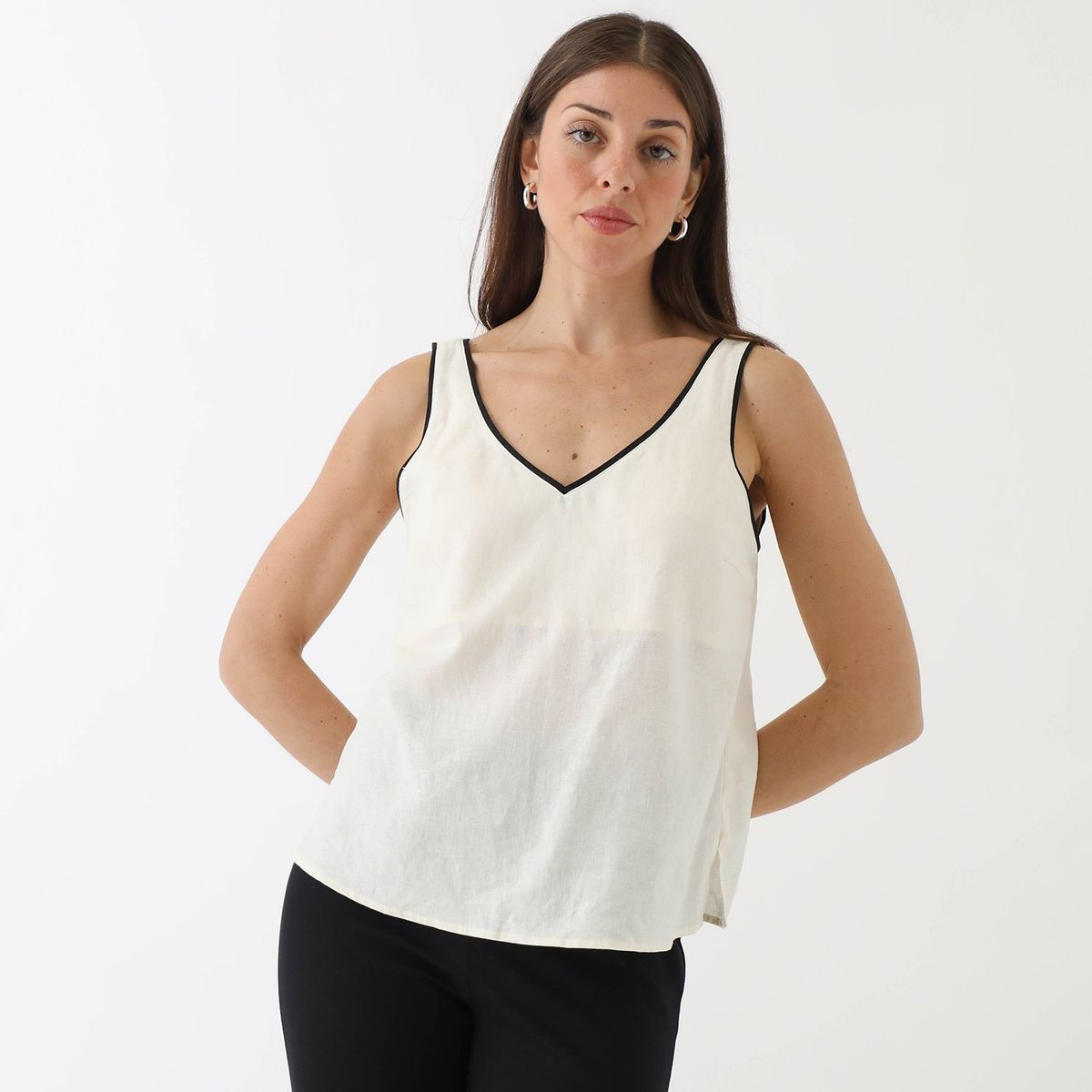 BASEMENT - Blusa Sin Mangas Lino Mujer Basement