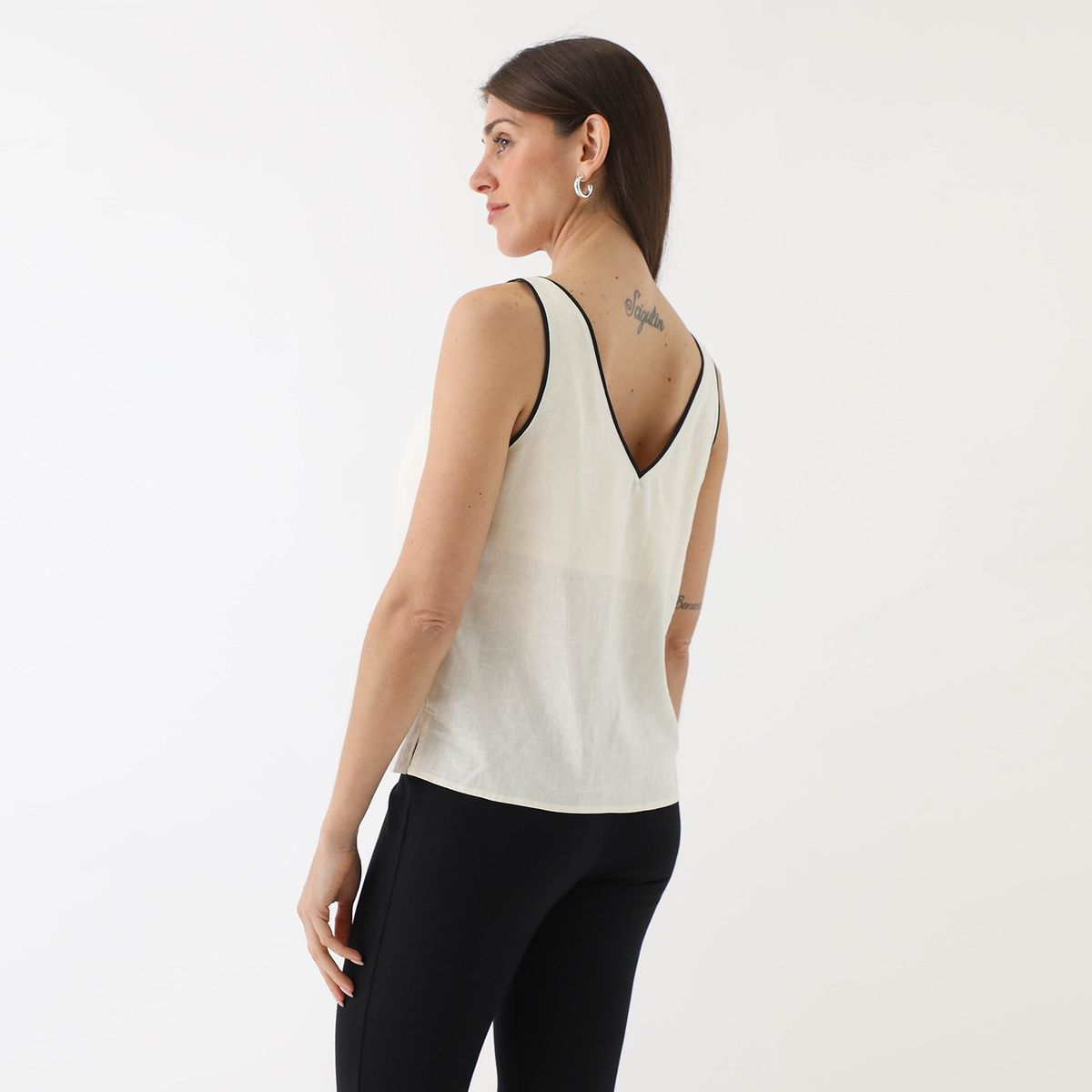 BASEMENT - Blusa Sin Mangas Lino Mujer Basement