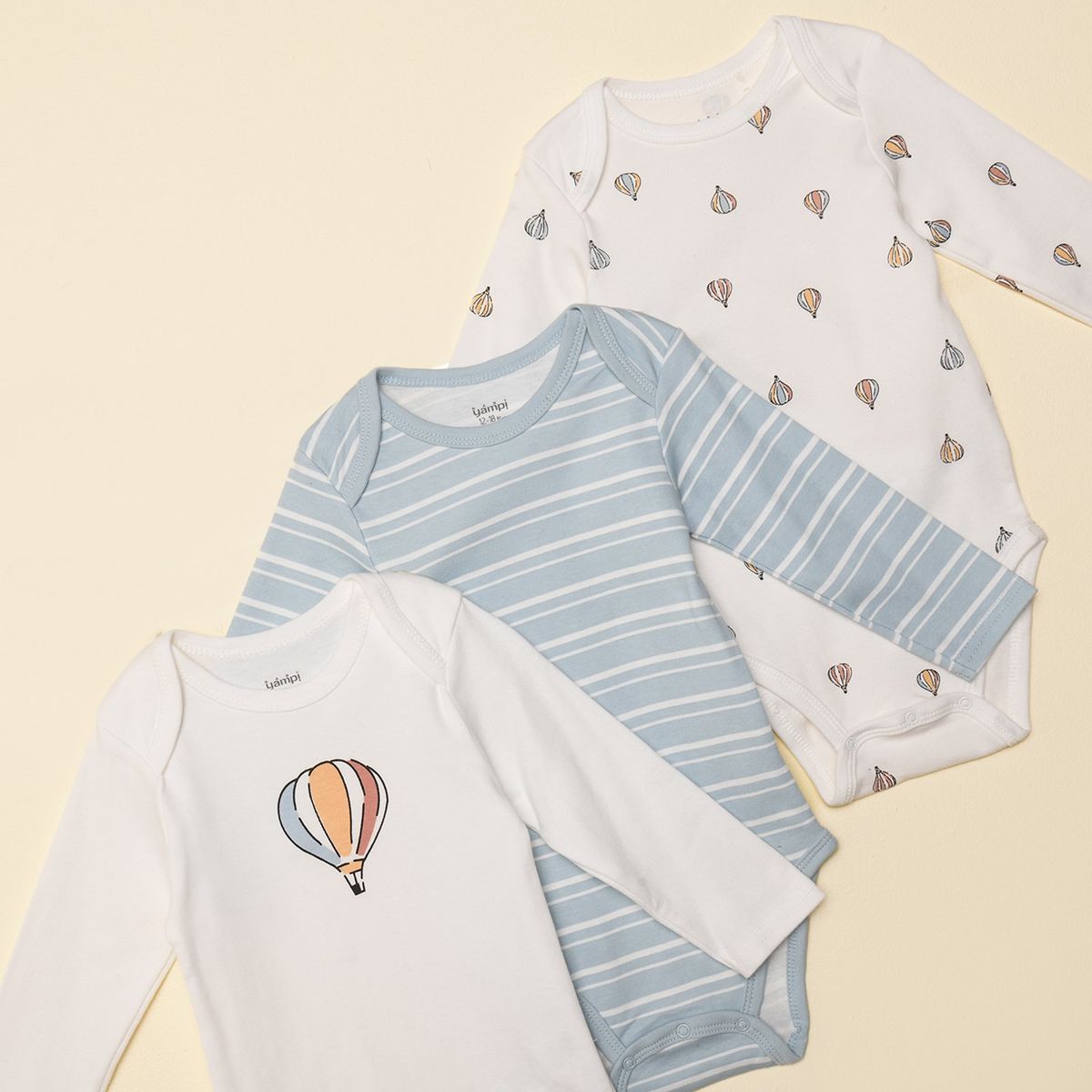 YAMP - Body Bebé Niño Pack X3 Algodón Yamp