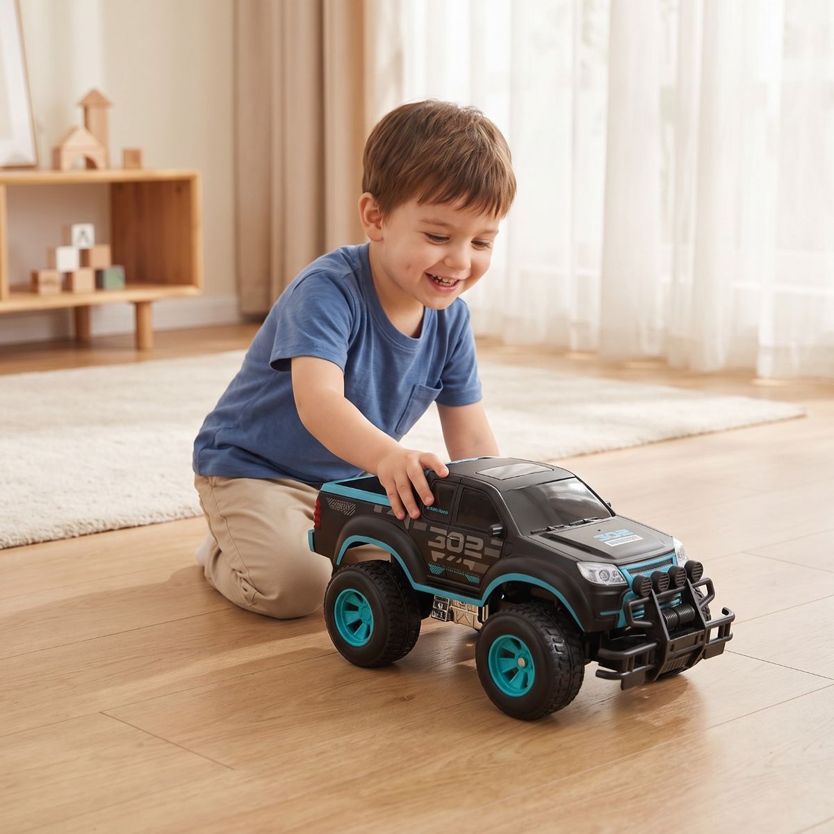 YIDAFENG - Juguete Carro Control Remoto Pickup Azul Mate 1:16