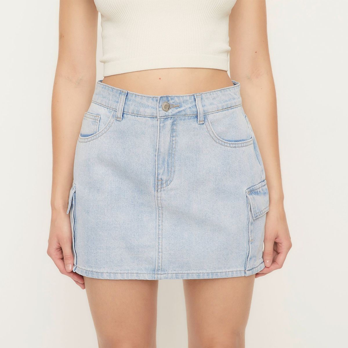 SYBILLA - Falda Sybilla Algodón Midi Casual Bolsillos