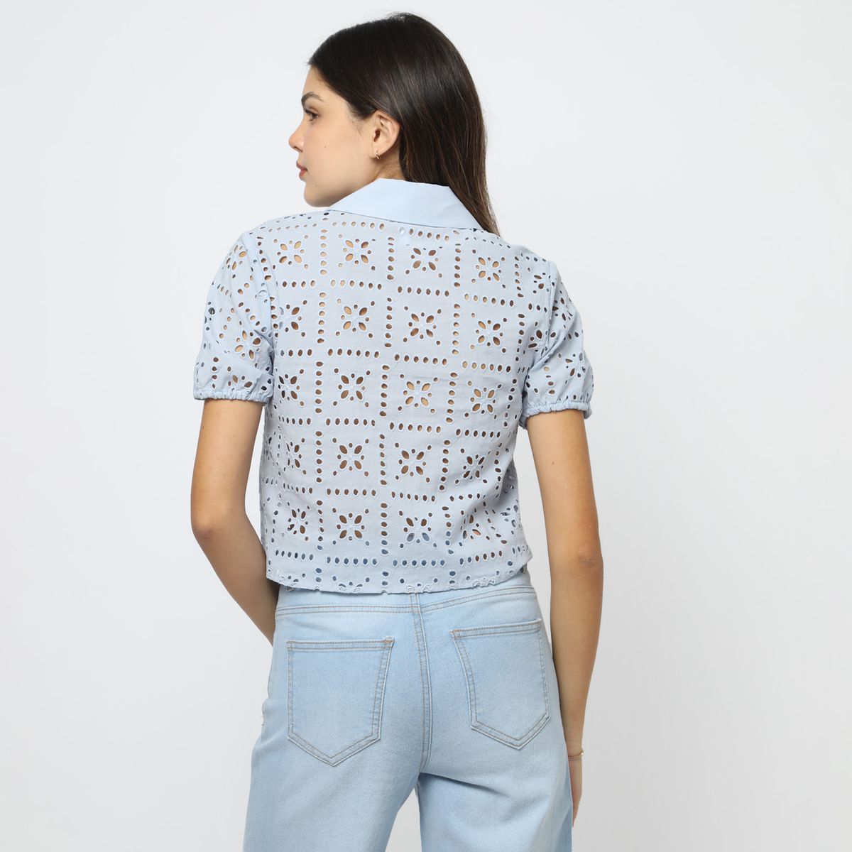 SYBILLA - Blusa Manga Corta 100% Algodón Mujer Sybilla