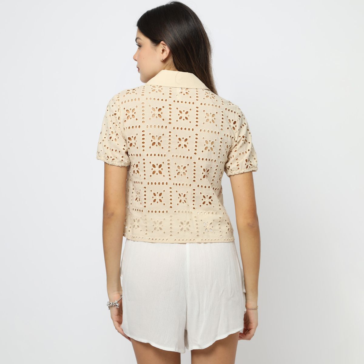 SYBILLA - Blusa Manga Corta 100% Algodón Mujer Sybilla