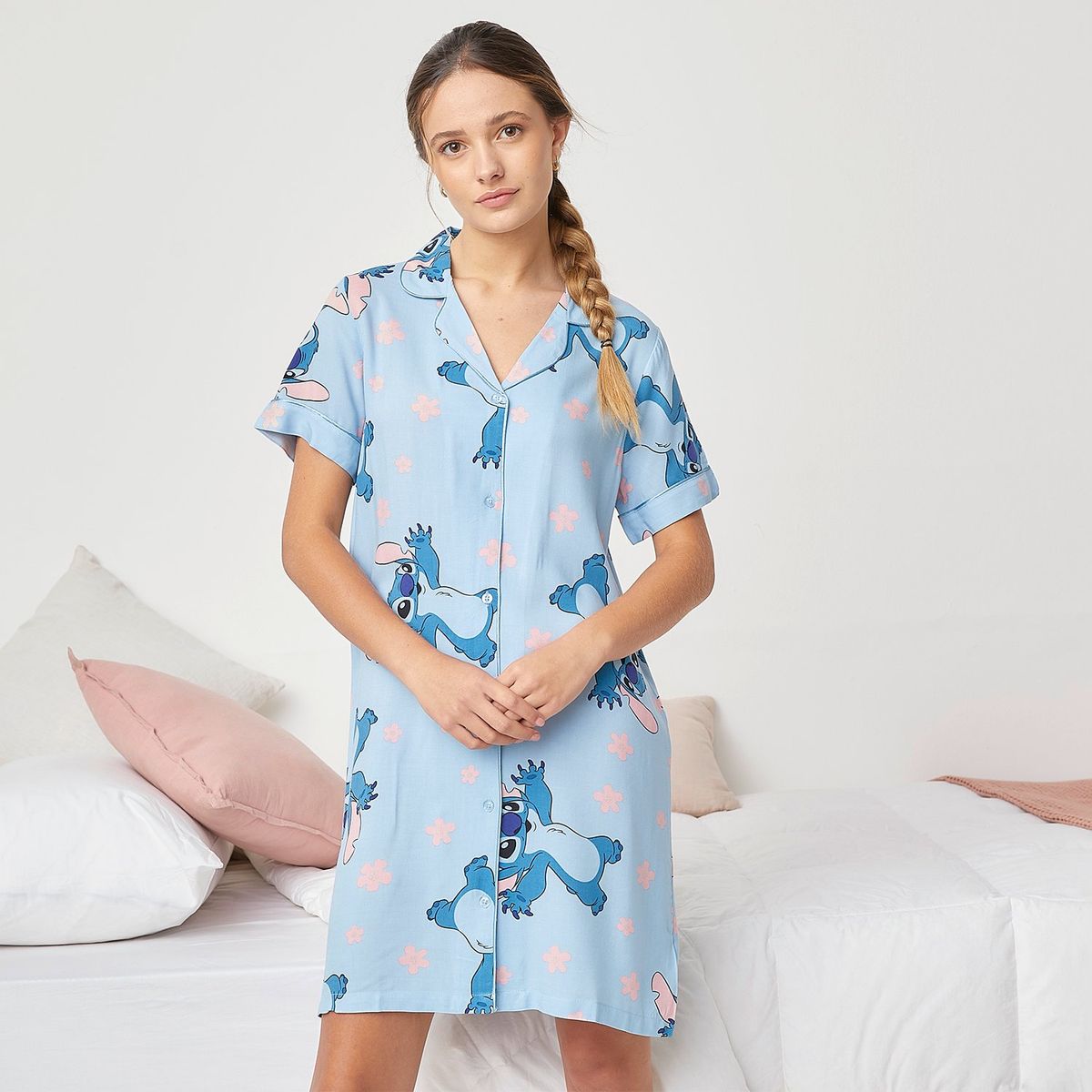 DISNEY - Pijama Camisa Stitch Mujer Disney