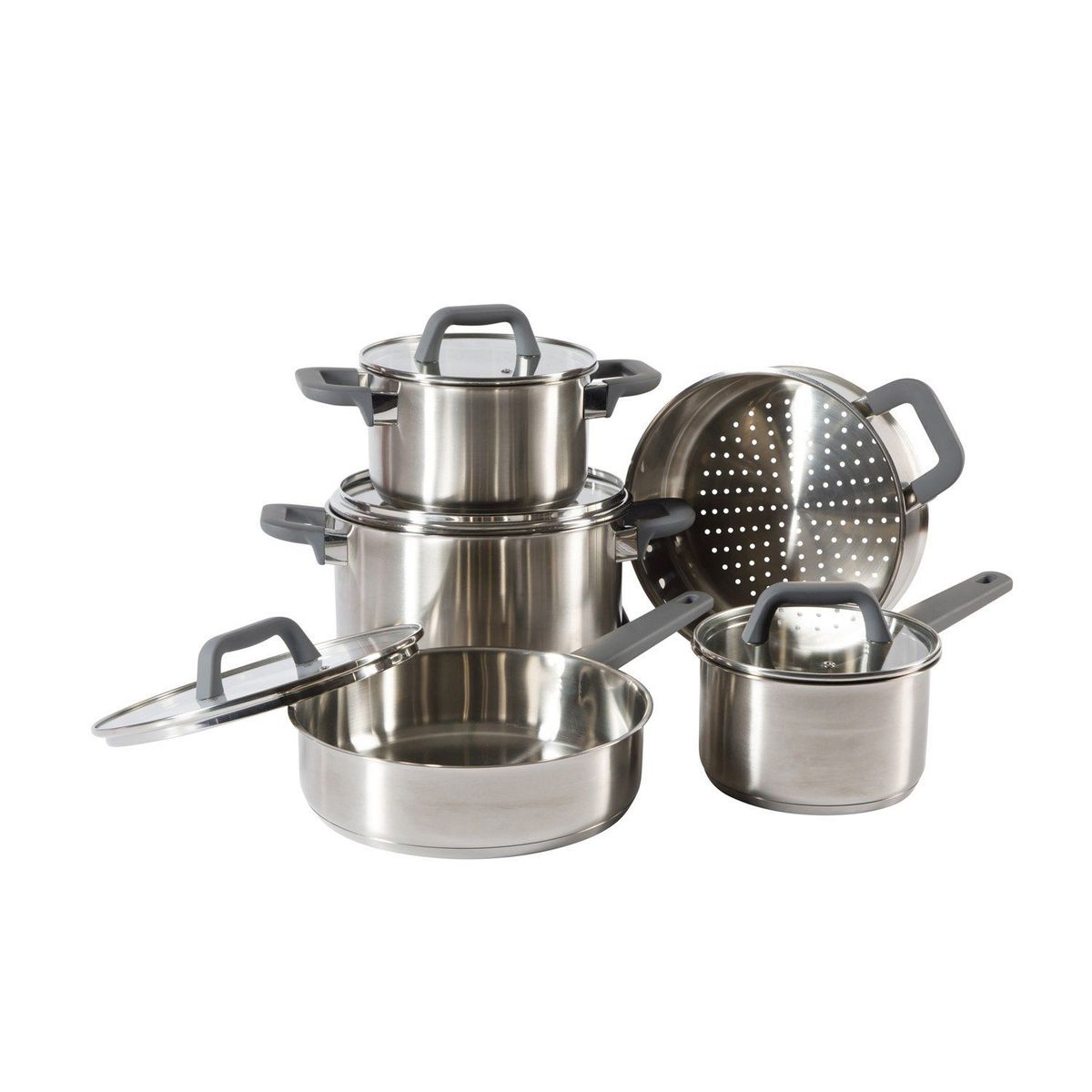 OSTER - Juego De Ollas 9 Piezas Acero Inoxidable Oster 