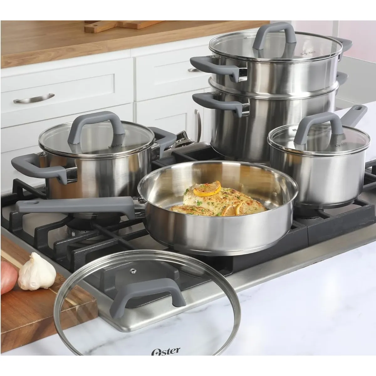 OSTER - Juego De Ollas 9 Piezas Acero Inoxidable Oster 