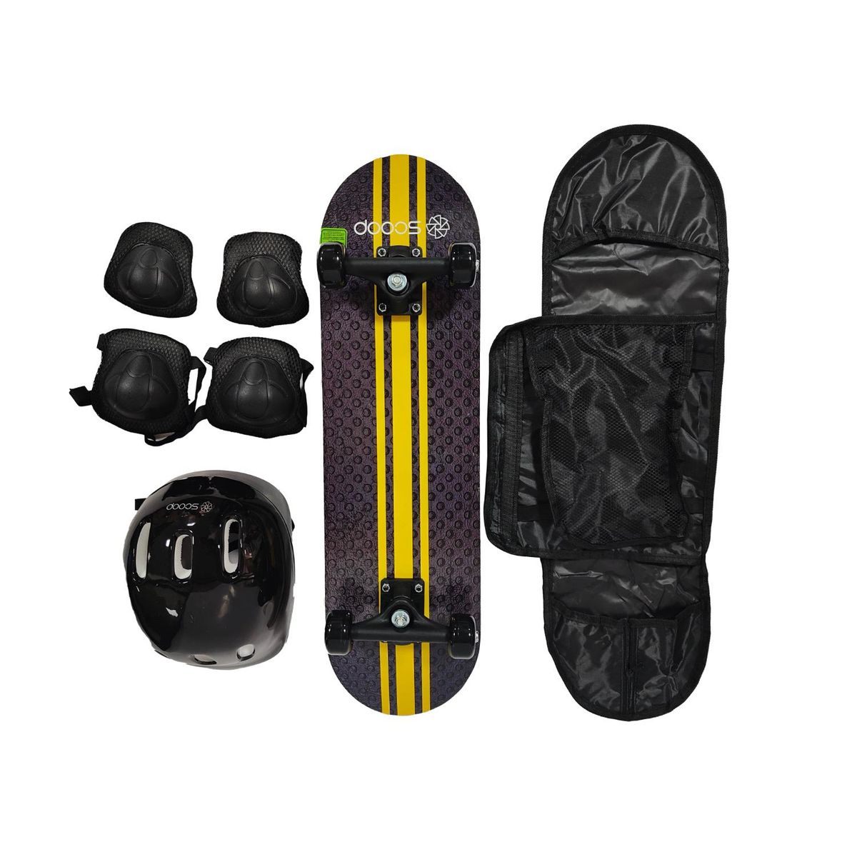 SCOOP - Set Skate 28" Con Casco, Rodillera Y Muñequera Rayado