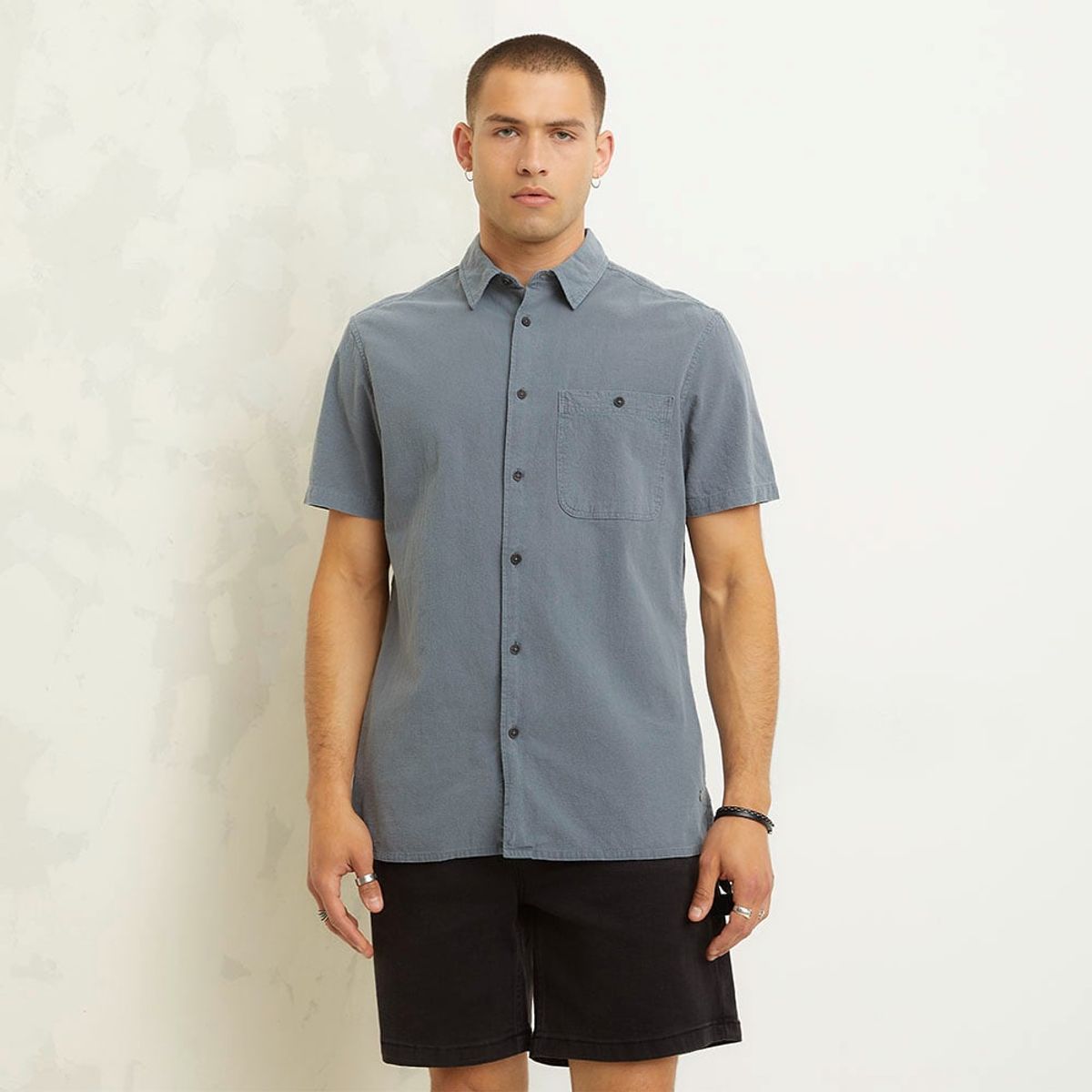 DENIMLAB - Camisa Manga Corta 100% Algodón Hombre Denimlab