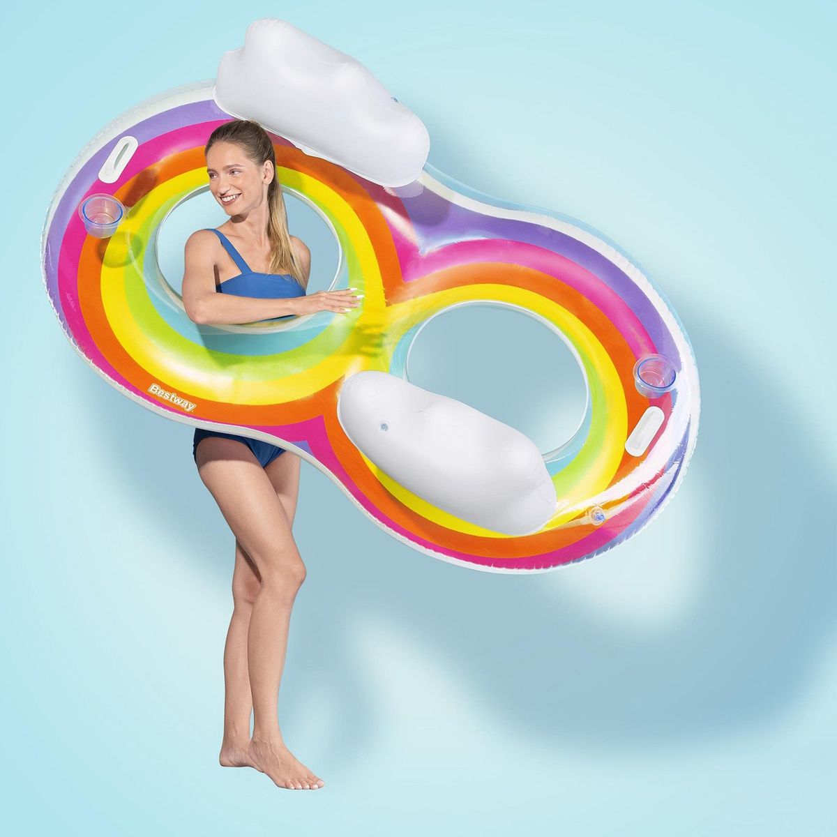 BESTWAY - Flotador Doble Arcoiris Bestway