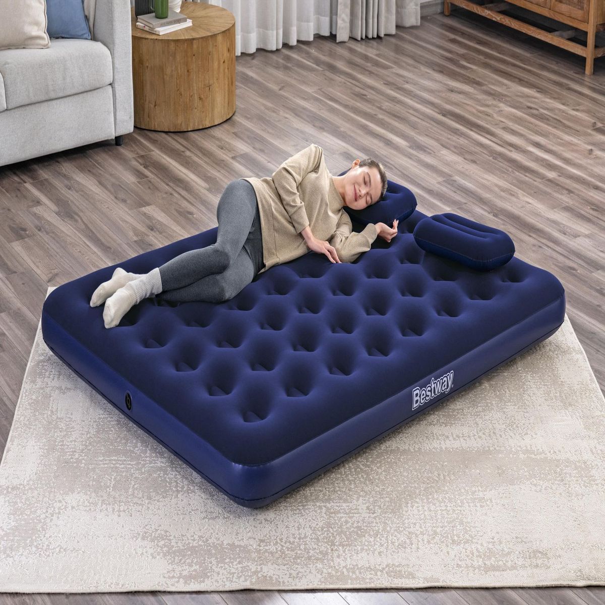 BESTWAY - Colchón Inflable Queen De 22 Cm Con Bomba Manual Bestway