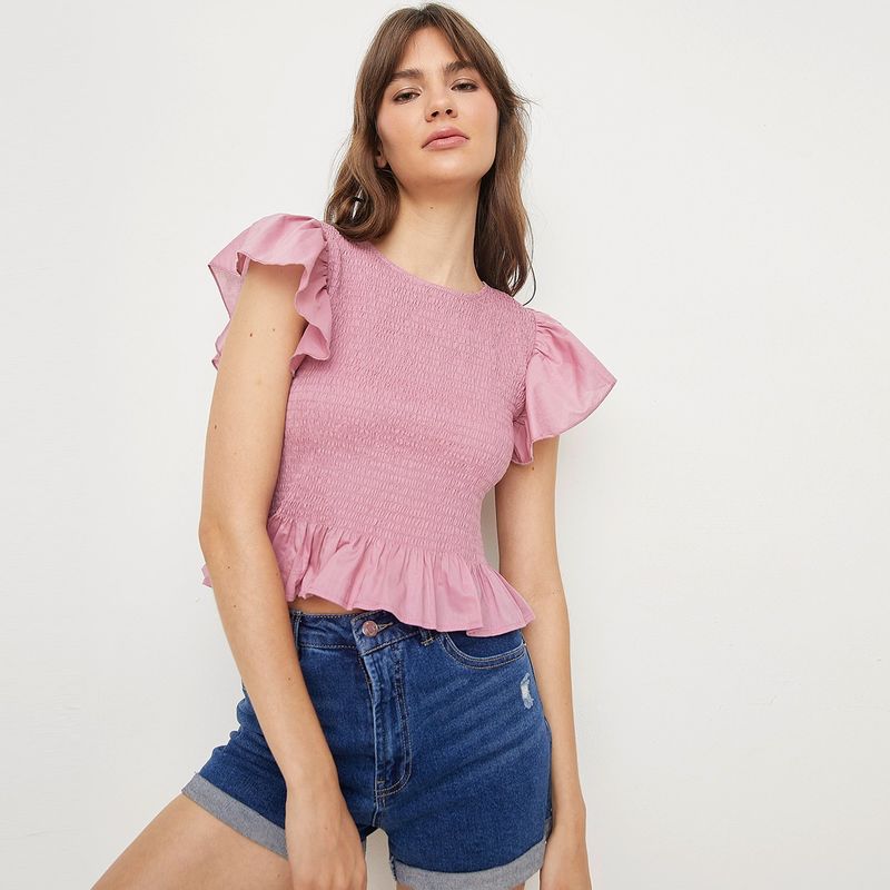 SYBILLA - Blusa Manga Corta 100% Algodón Mujer Sybilla