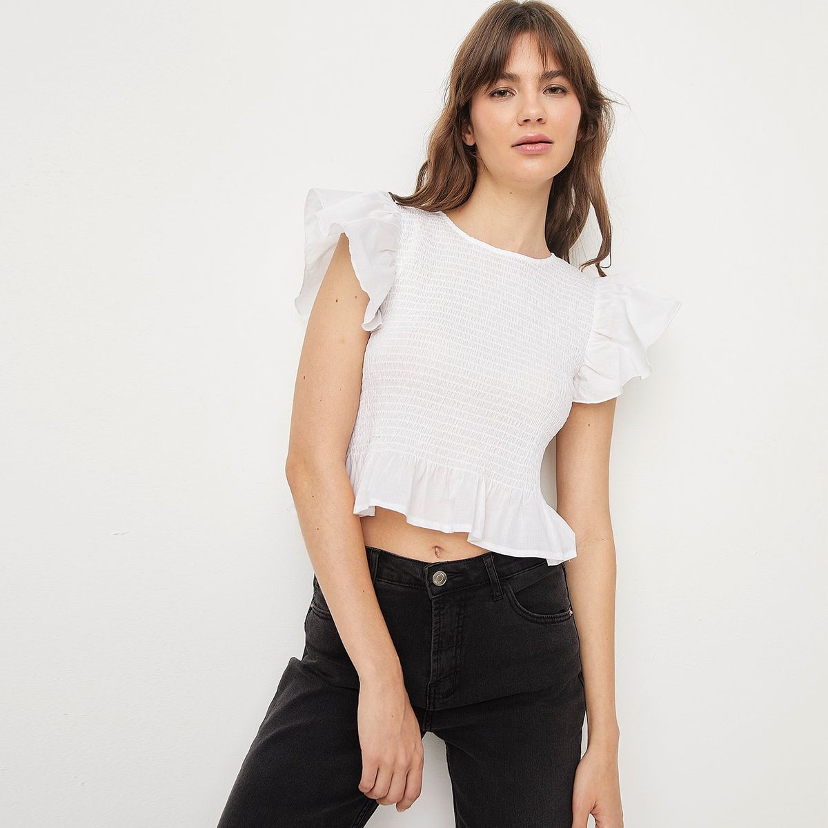 SYBILLA - Blusa Manga Corta 100% Algodón Mujer Sybilla