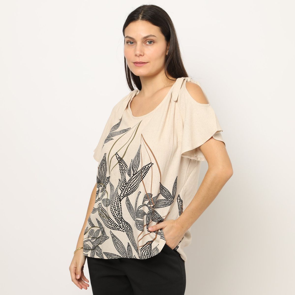 STEFANO COCCI - Blusa Manga Corta Lino Mujer Stefano Cocci