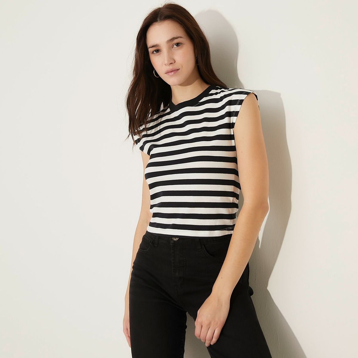 SYBILLA - Polo Sybilla Cropped Manga Corta Algodón Rayas Mujer