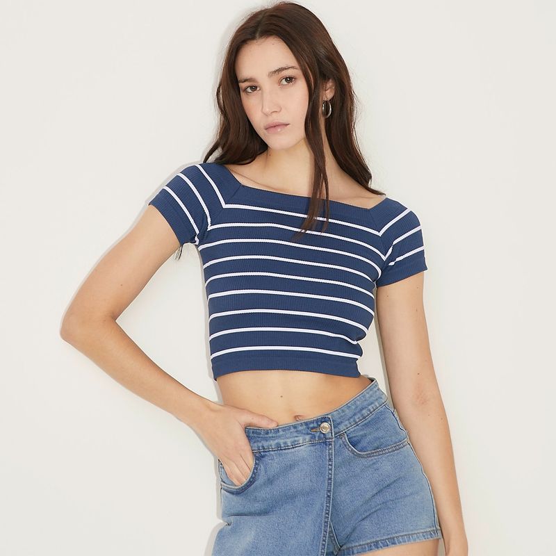 SYBILLA - Top Manga Corta Casual Mujer Sybilla