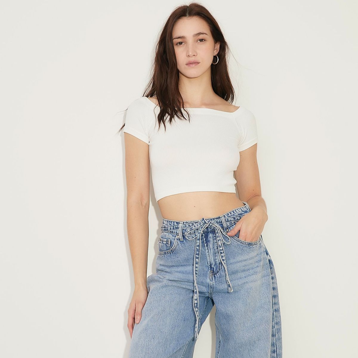 SYBILLA - Top Manga Corta Casual Mujer Sybilla