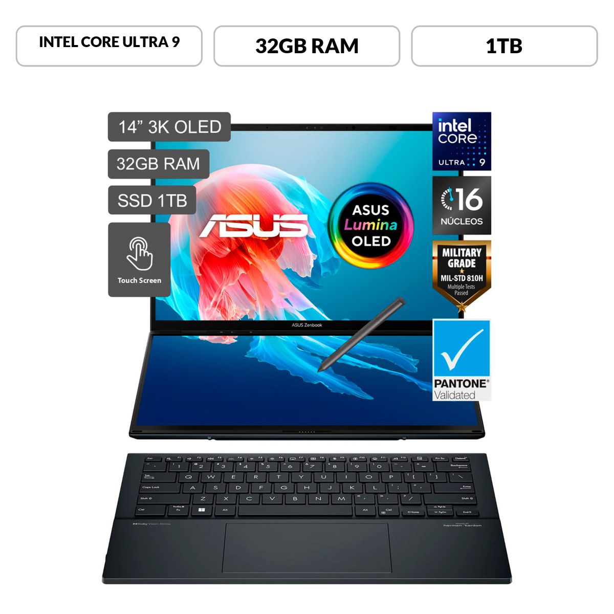 ASUS - Laptop Asus Intel Zenbook DUO 14" 3K OLED Core Ultra 9 de 16 núcleos 32GB RAM 1 TB SSD