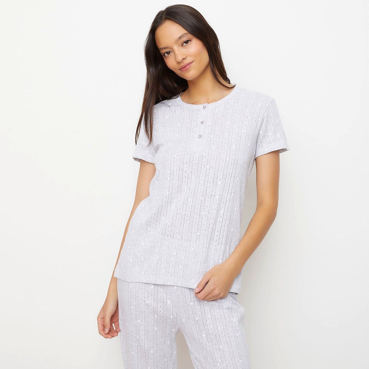 SYBILLA - Pijama Sybilla Manga Larga Algodón Mujer Diseño Puntos