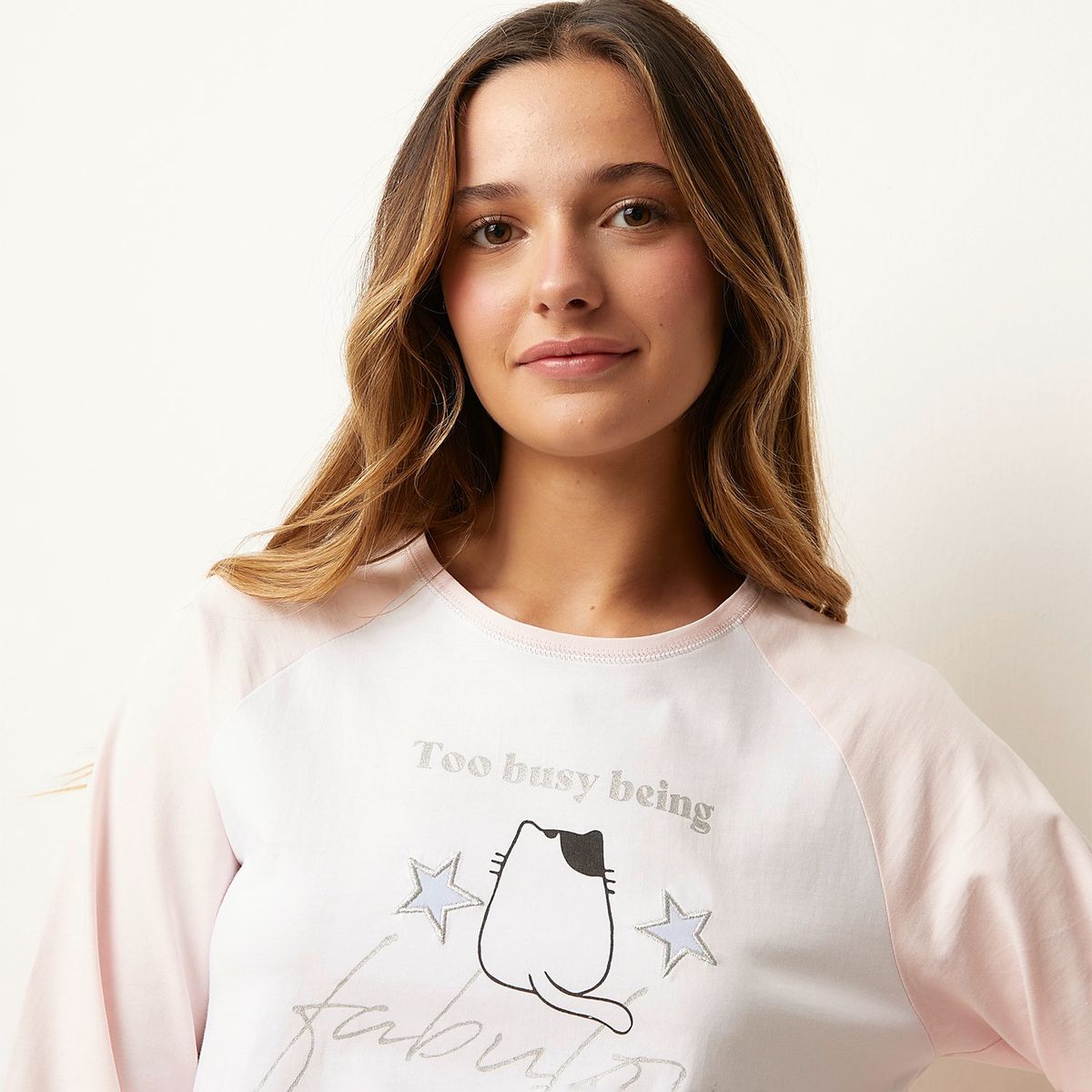 SYBILLA - Polera Pijama Sybilla Manga Larga 100% Algodón Mujer