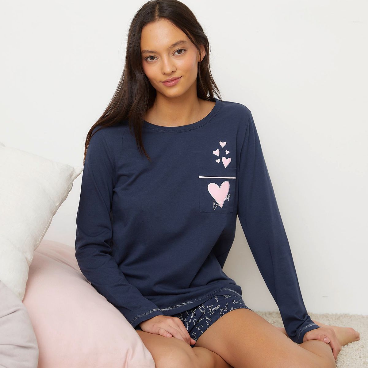 SYBILLA - Polera Pijama Sybilla Manga Larga 100% Algodón Mujer