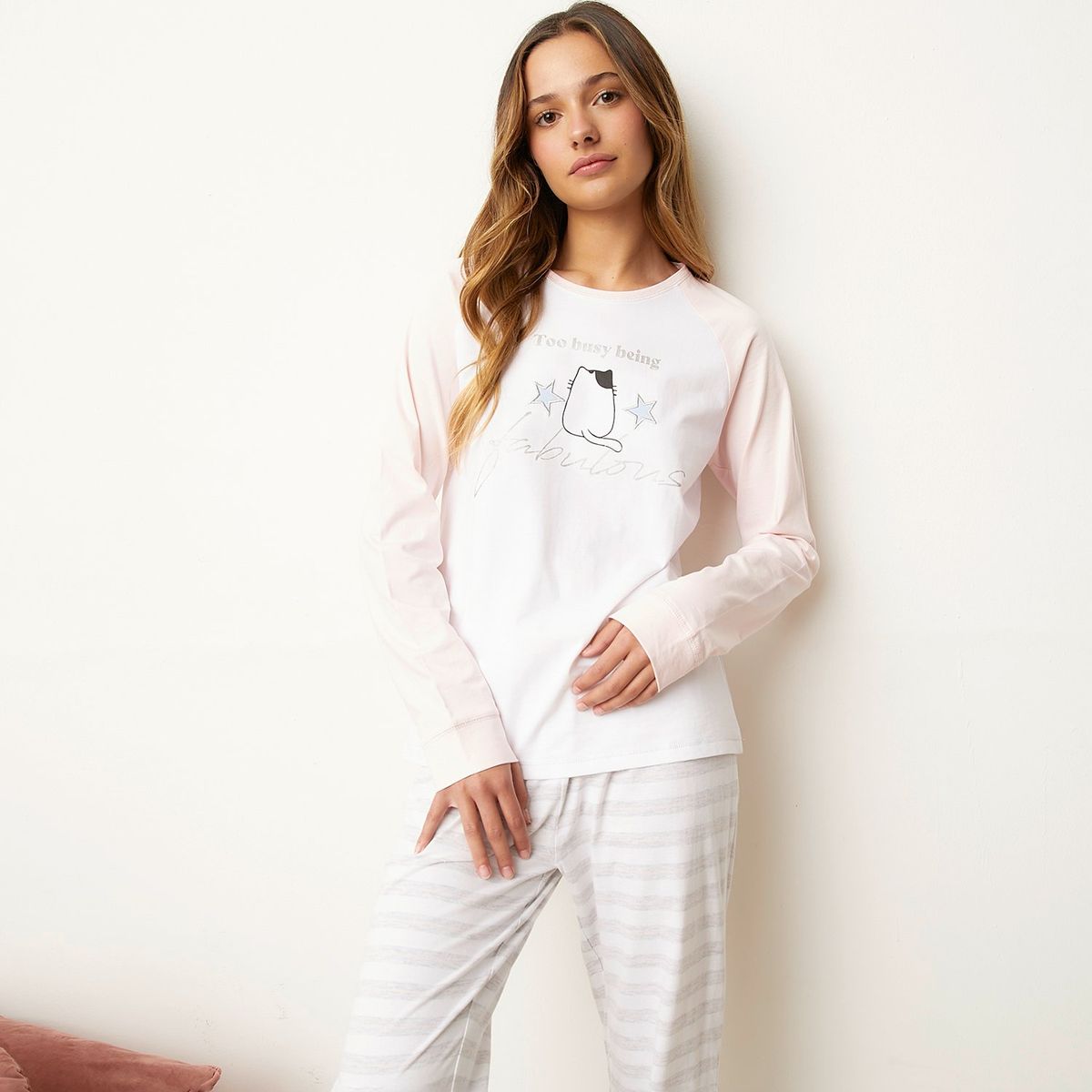 SYBILLA - Polera Pijama Sybilla Manga Larga 100% Algodón Mujer