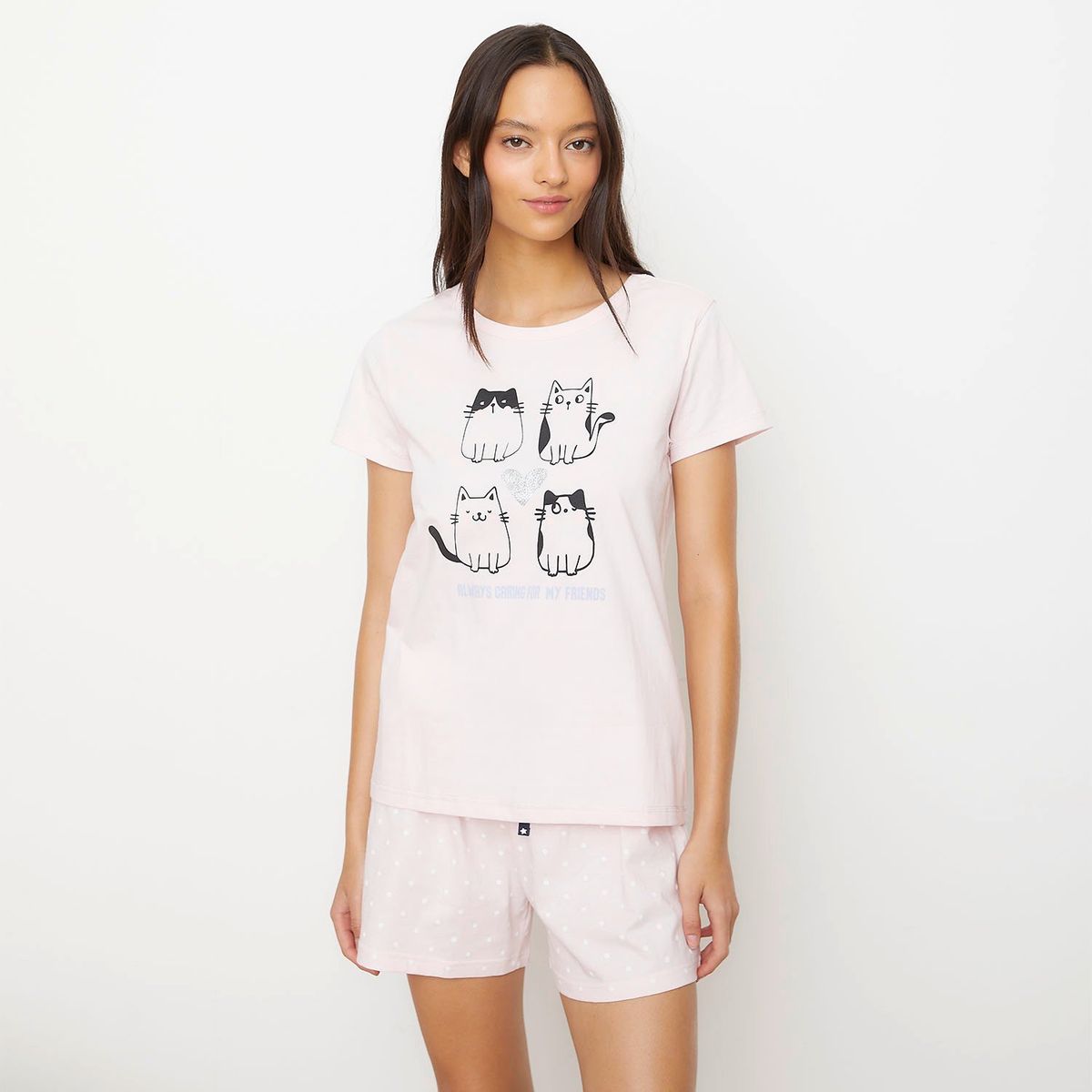 SYBILLA - Polera Pijama Sybilla Manga Corta 100% Algodón Mujer