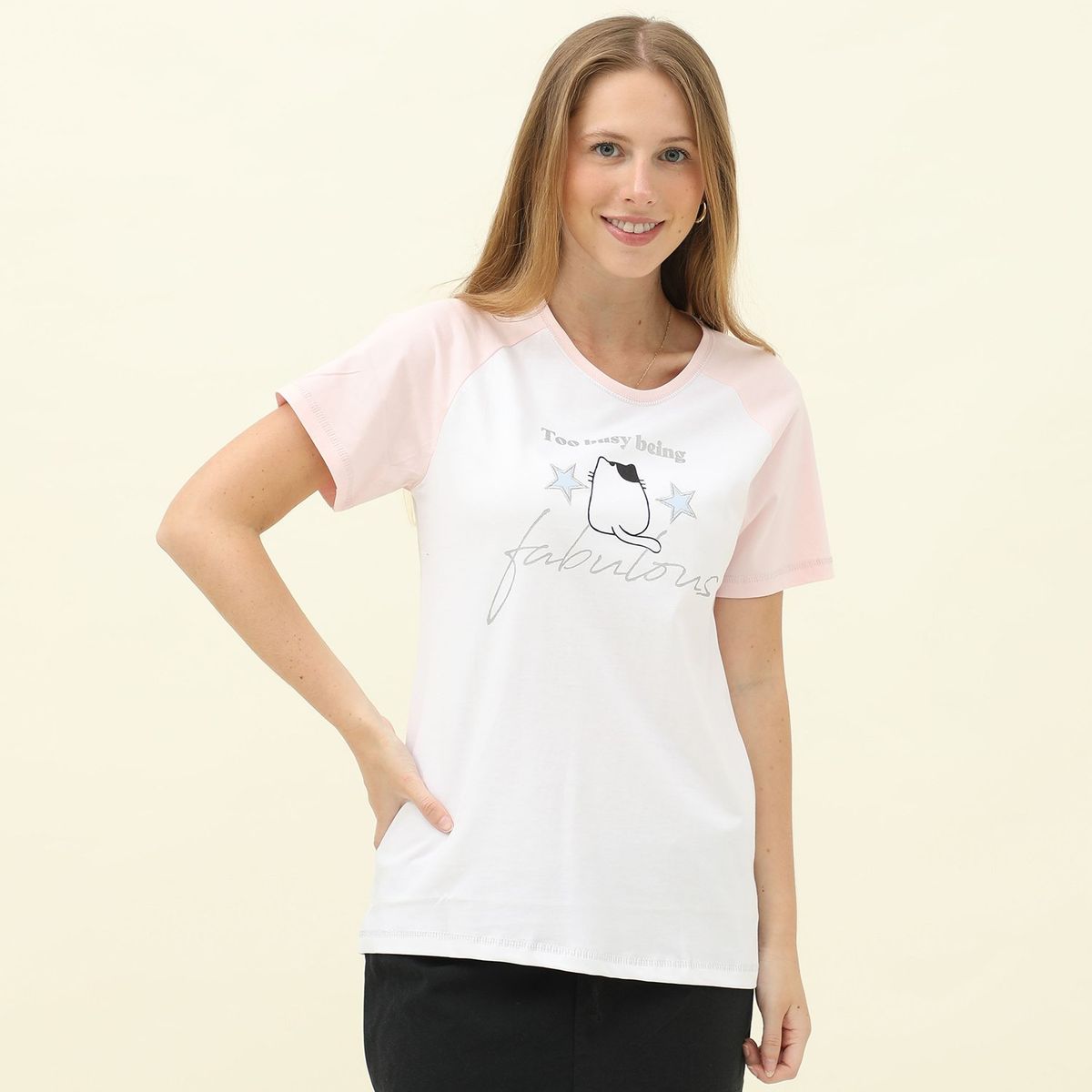 SYBILLA - Polera Pijama Sybilla Manga Corta 100% Algodón Mujer