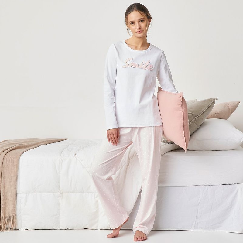 SYBILLA - Polera Pijama Sybilla Manga Larga Algodón Mujer