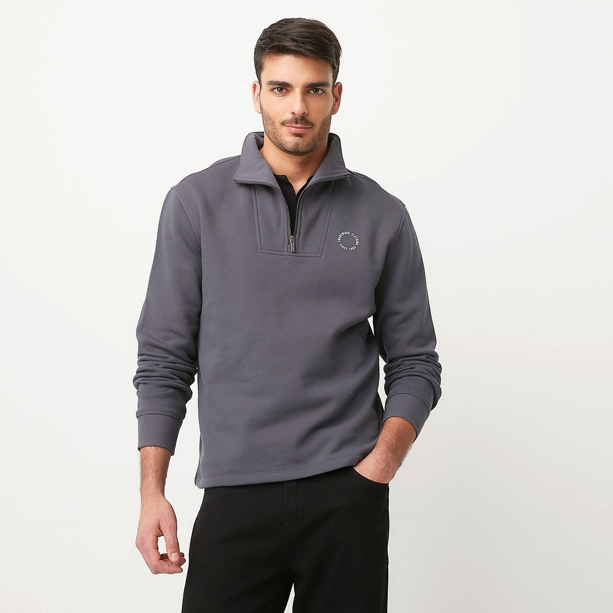 BASEMENT - Polera Basement Manga Larga Algodón Hombre Casual 