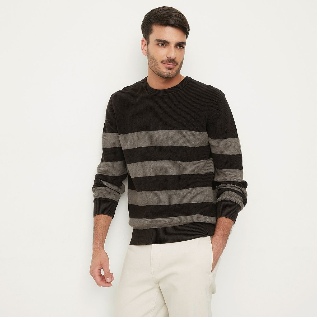 BASEMENT - Chompa Basement Crew Neck Algodón Rayas Hombre