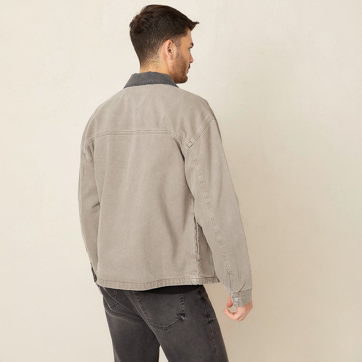 BASEMENT - Casaca Denim Loose Fit Algodón Hombre Basement 