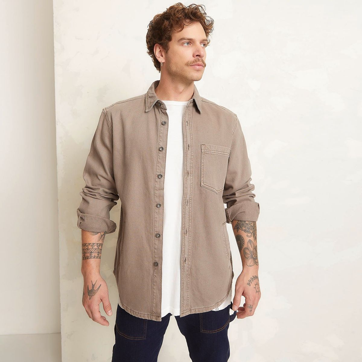 DENIMLAB - Casaca Denimlab Tipo Overshirt Manga Larga Algodón Hombre