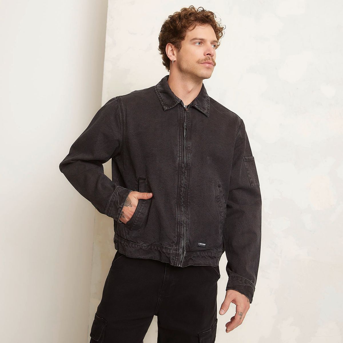 DENIMLAB - Casaca Denimlab Cuello Camisero Jaspeada Hombre Algodón