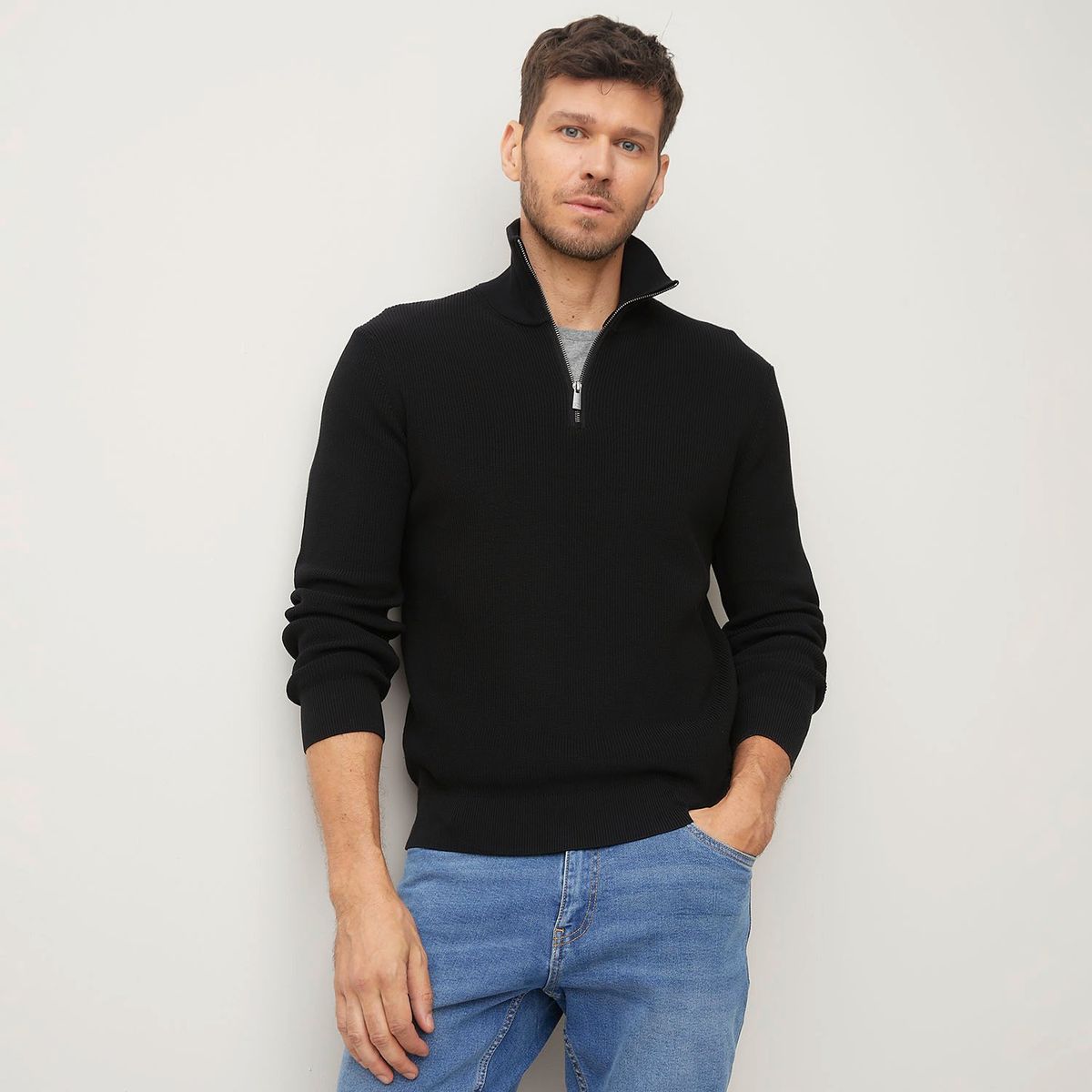 WOLF&HANK - Chompa Casual Algodón con Cremallera Wolf&Hank Hombre 