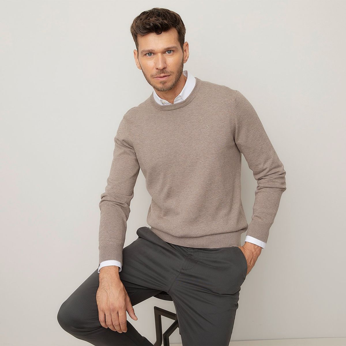 WOLF&HANK - Chompa Algodón Wolf&Hank Manga Larga Cuello Redondo Hombre 