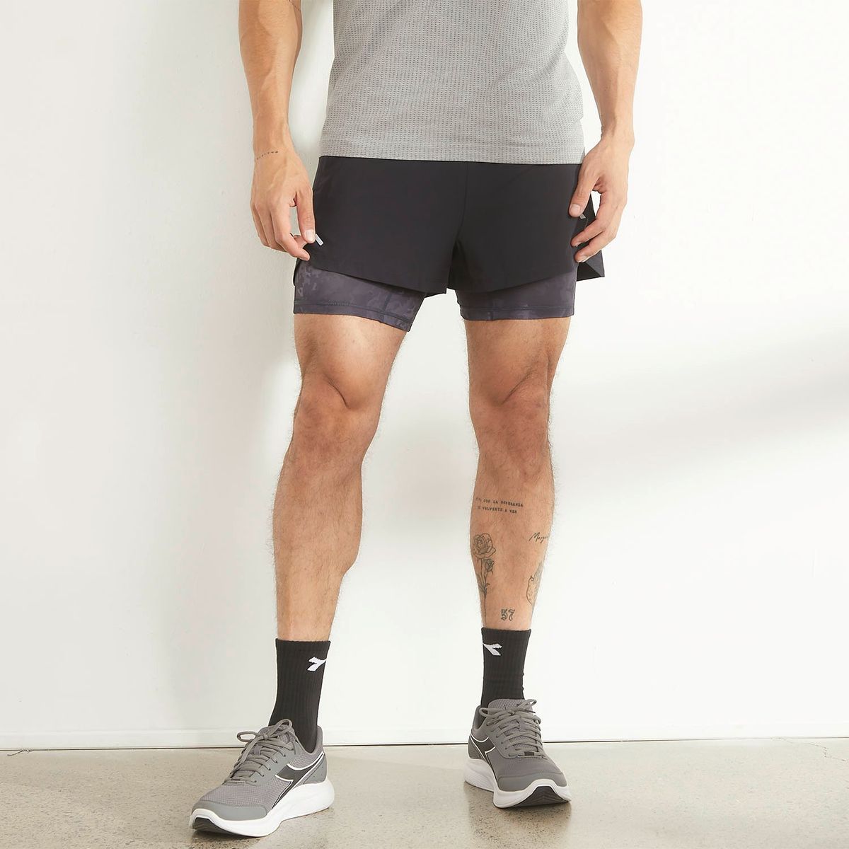 DIADORA - Short Deportivo 2 en 1 Running Hombre Diadora