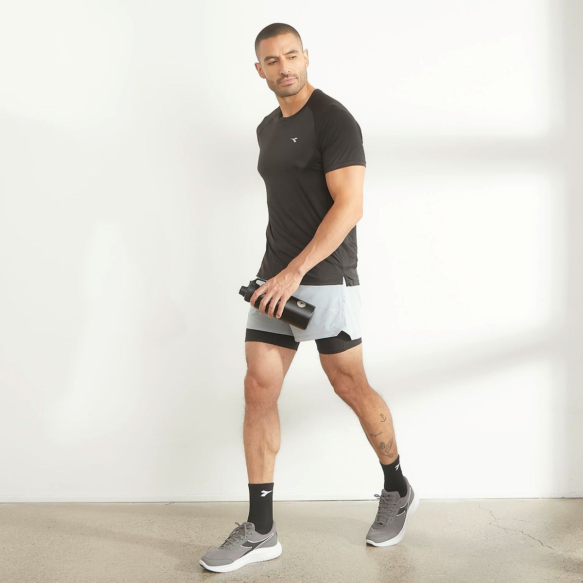 DIADORA - Short Deportivo 2 en 1 Running Hombre Diadora