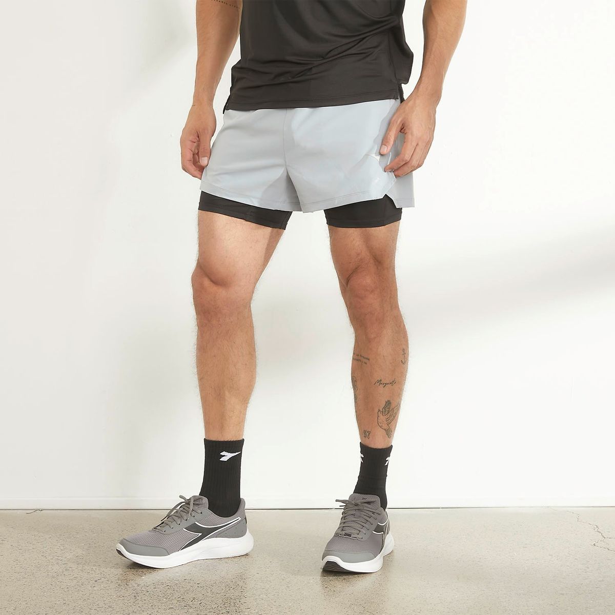 DIADORA - Short Deportivo 2 en 1 Running Hombre Diadora