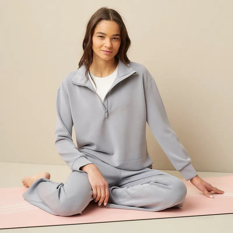 DIADORA - Polera Half Zipper Deportiva Yoga Mujer Diadora