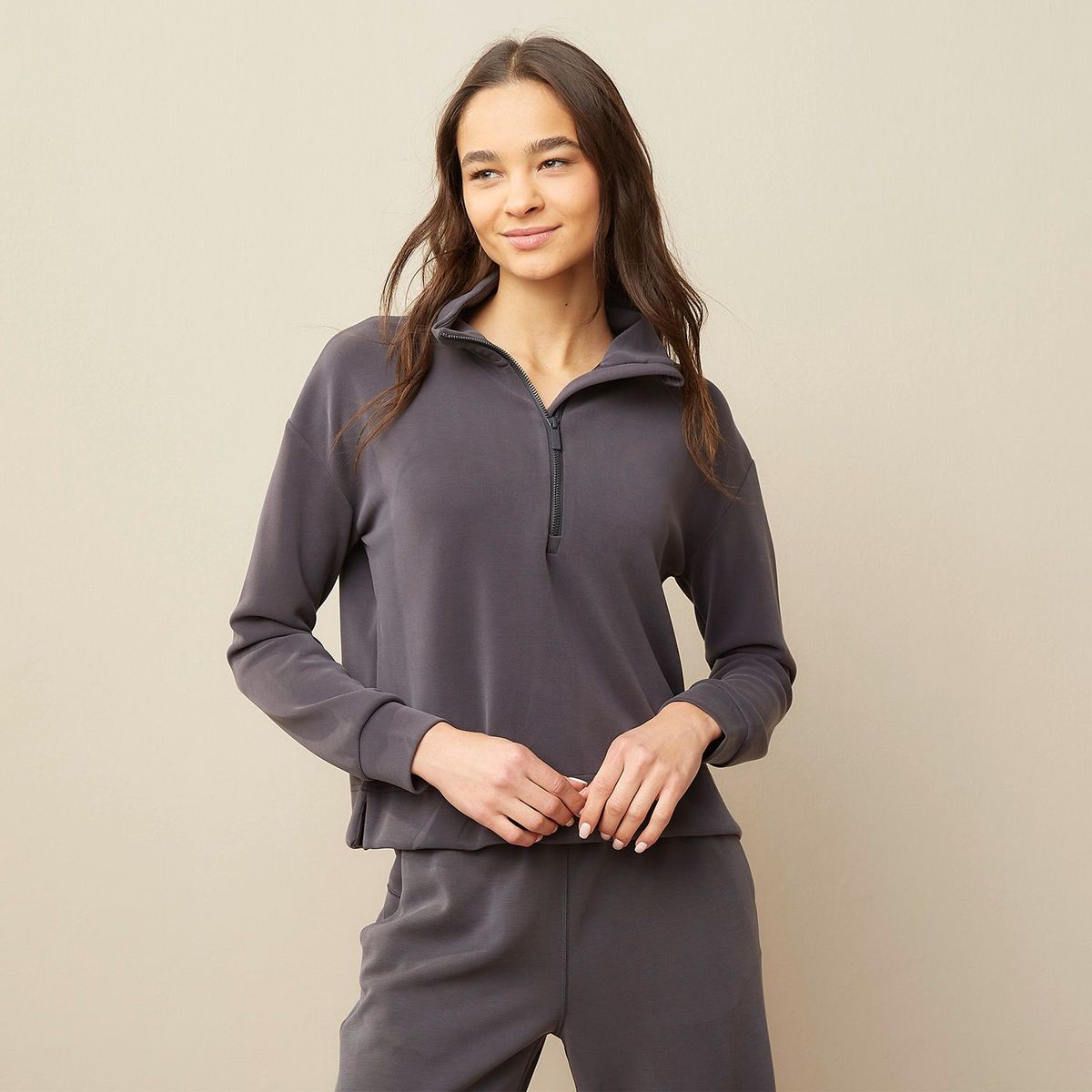 DIADORA - Polera Half Zipper Deportiva Yoga Mujer Diadora