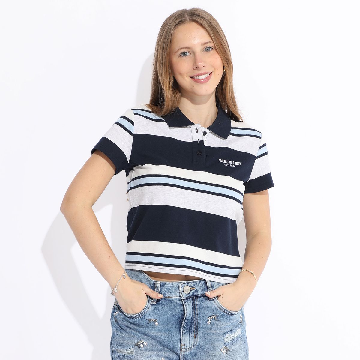 AMERICAN ABBEY - Polo Manga Corta 100% Algodón Mujer American Abbey